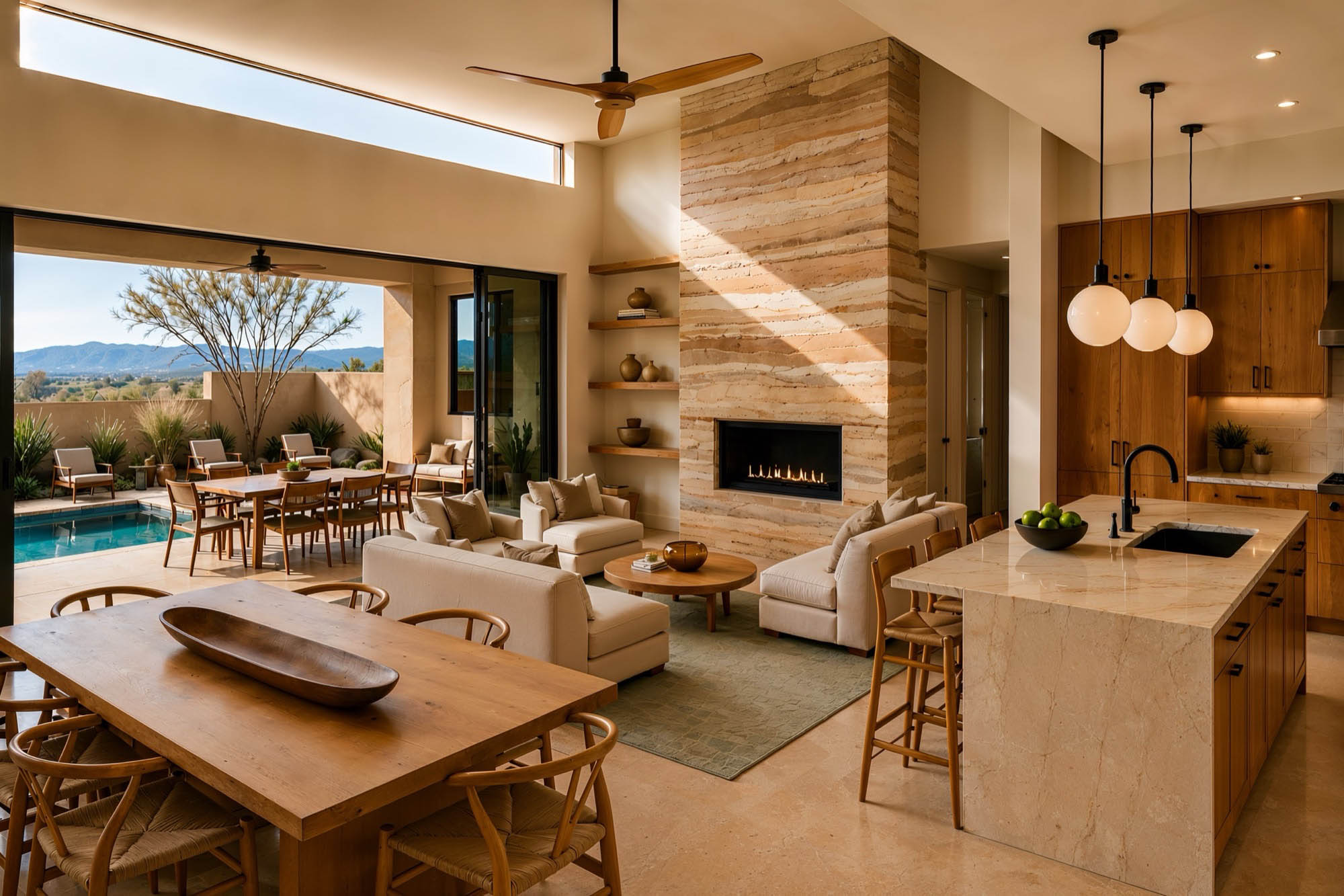 ELEMENT great room with tongue-and-groove ceilings
