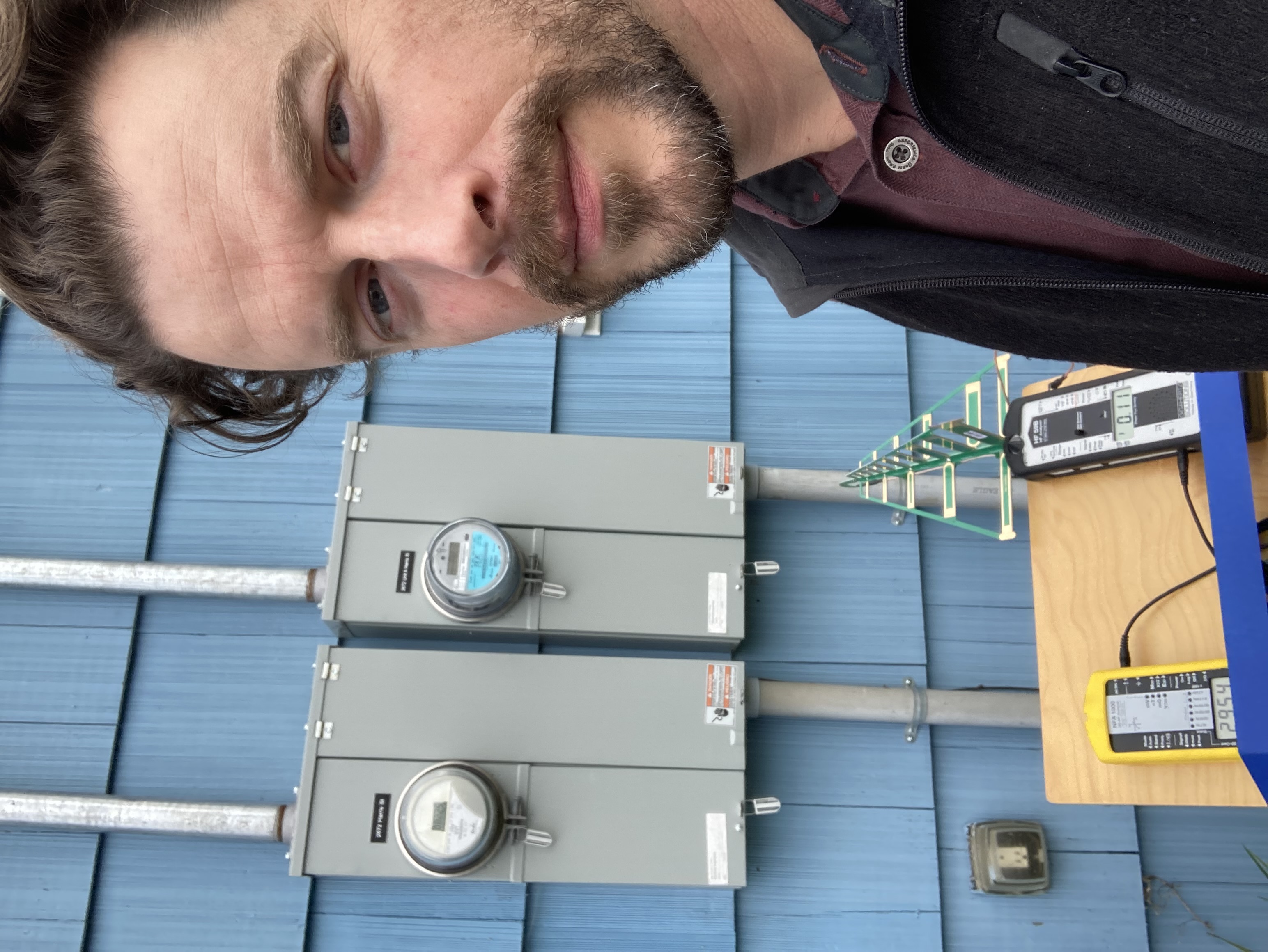 Shane Reilly, Building Biologist, measuring smart meter emissions